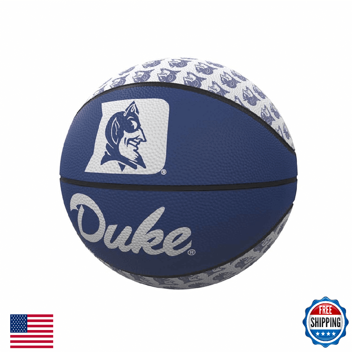 Duke Repeating Logo Mini-Size Rubber Basketball - Indoor/Outdoor - Image 1