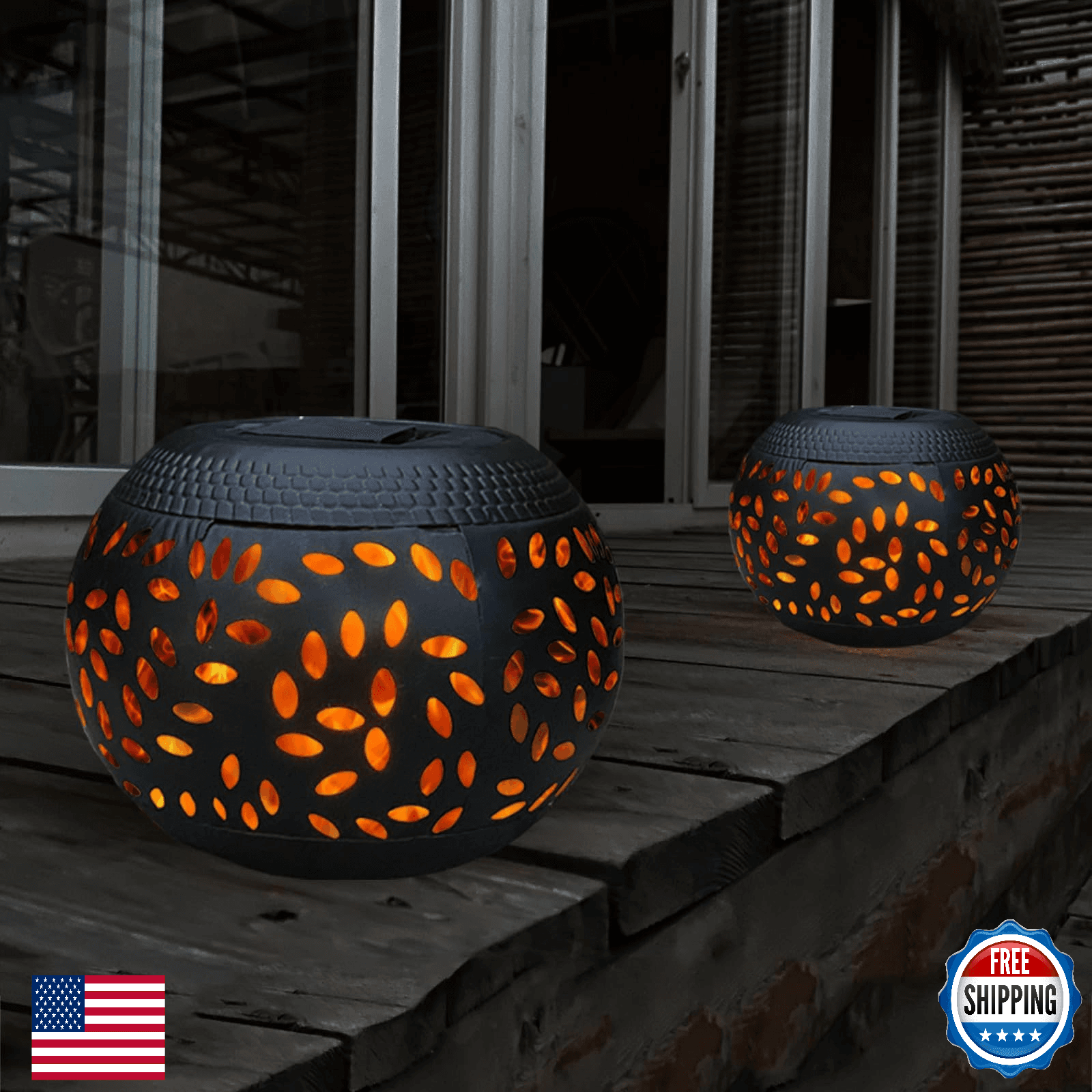 2-Pack Solar Table Lights Outdoor Dancing Flickering Flame Lamp IP44 Waterproof - Image 1
