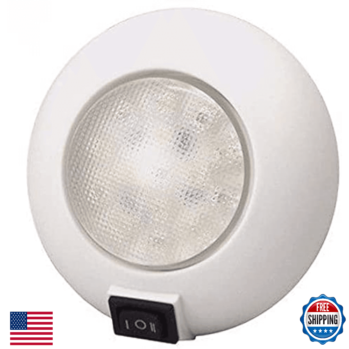 T-H Marine Easy Mount LED Dome Light w/ Switch 12V Waterproof Dual Color - Image 1