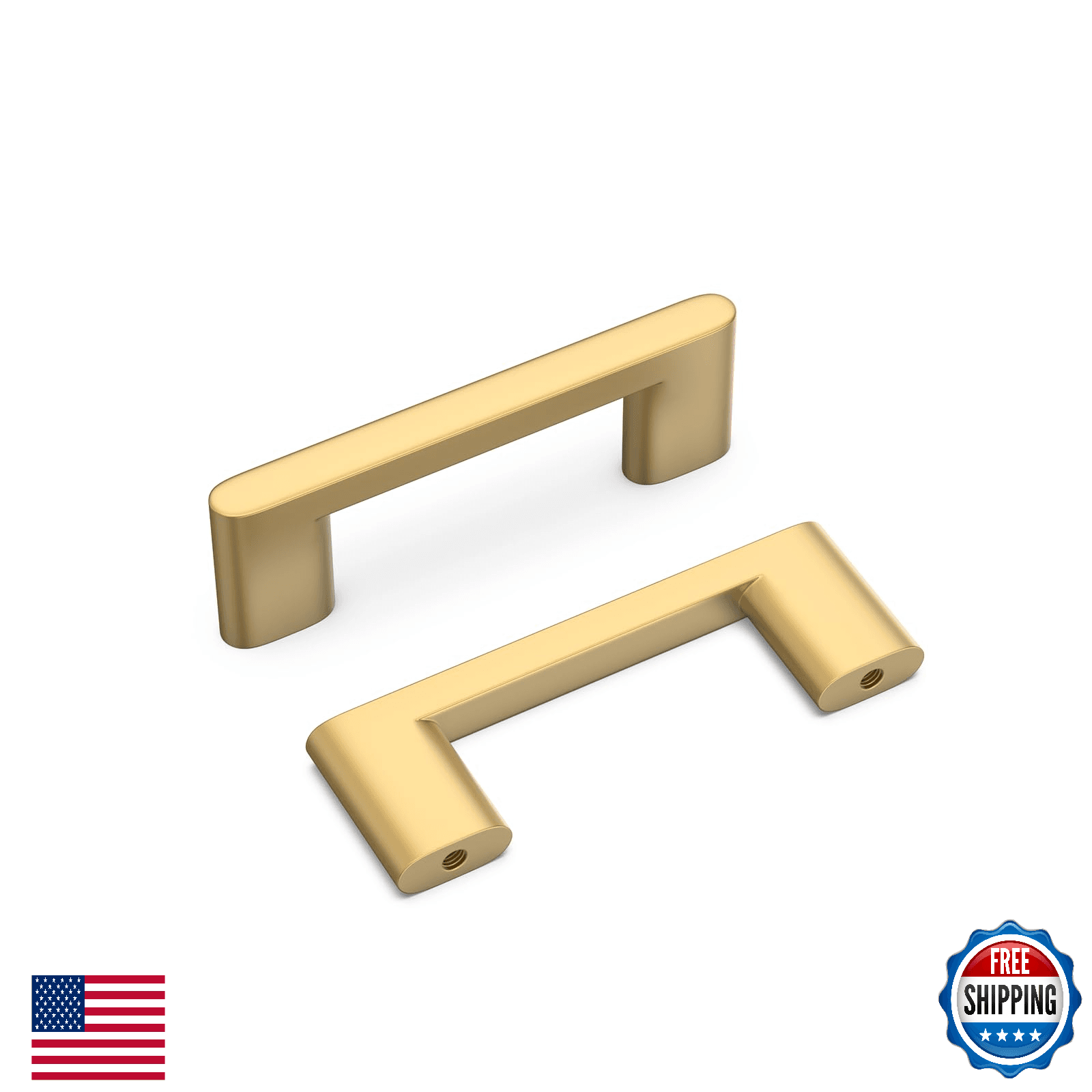 homdiy 25x Matte Gold Cabinet Pulls 3" Hole Brushed Brass Kitchen Handles - Image 1