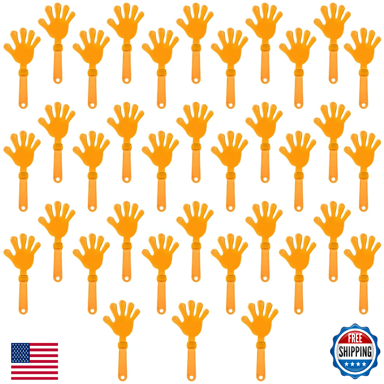 ZCYSRLQIN 100 Pcs Orange Hand Clappers 7.5 Inch Noisemakers Plastic Party Favors - Image 1