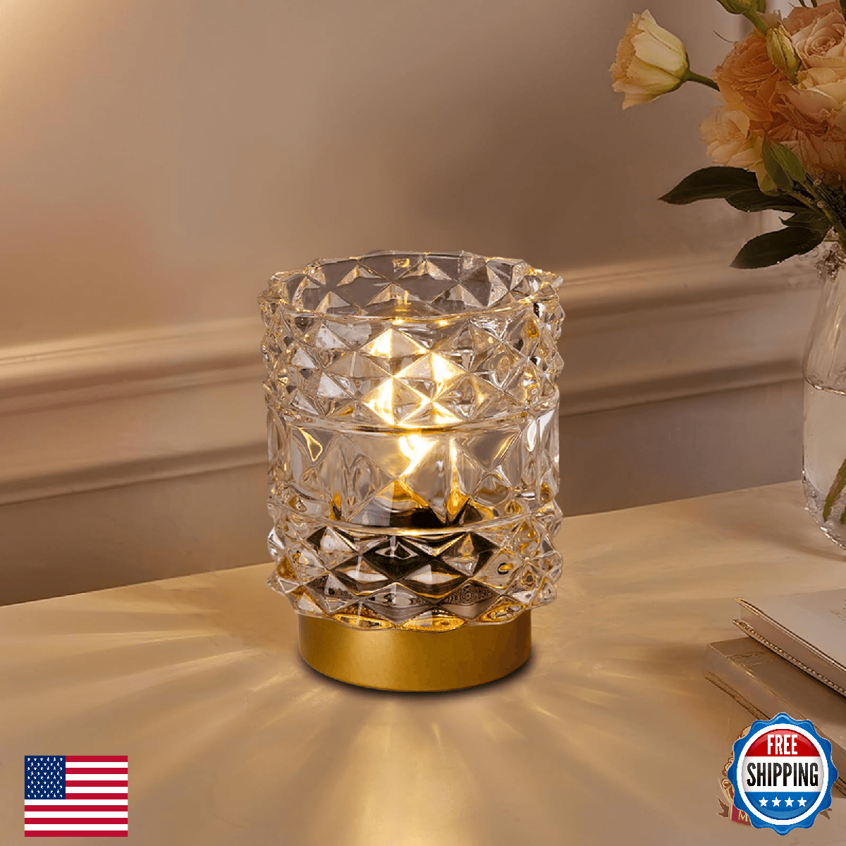 MJ PREMIER Battery Operated Lamp with Timer, Cordless Table Lamps for Shelf Deco - Image 1