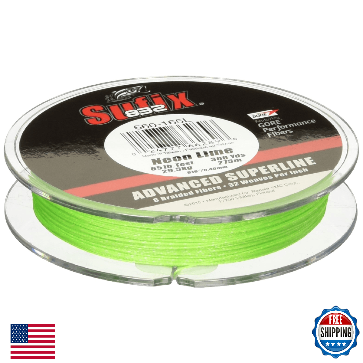 Sufix 832 Braid 40 lb Neon Lime 300 yards - Image 1