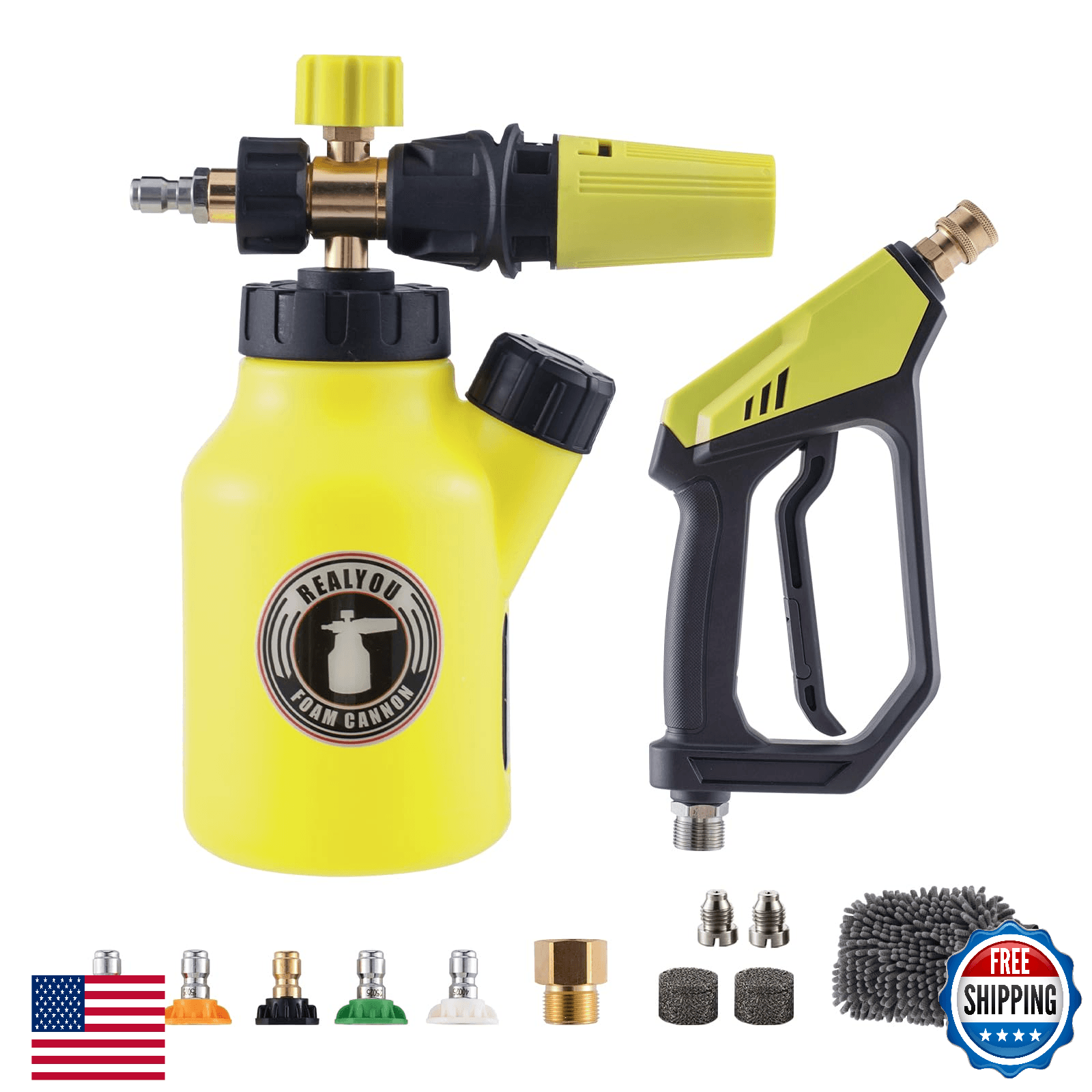 REALYOU Pressure Washer Gun w/ Foam Cannon Car Wash Kit, 1/4" Quick Connect - Image 1