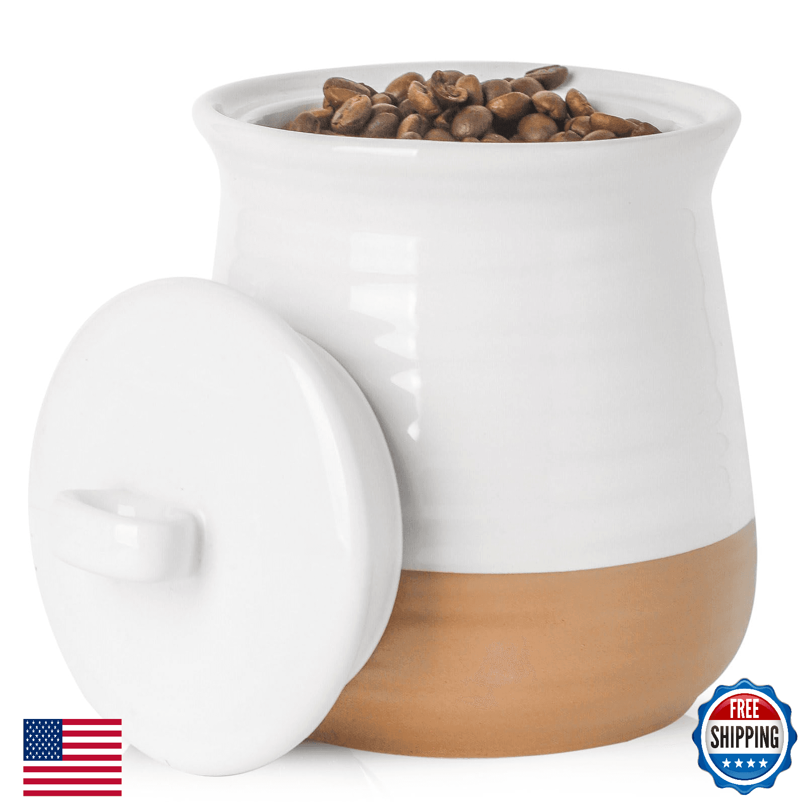 HASENSE Ceramic Food Storage Container, Airtight Porcelain Kitchen Canister 35oz - Image 1