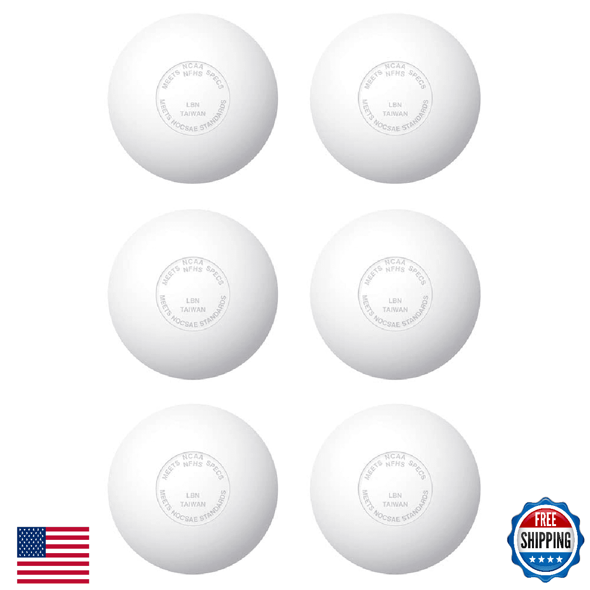 CHAMPRO Premium Rubber NOCSAE Lacrosse Balls - Regulation Colors - Sets of 3, 6 - Image 1