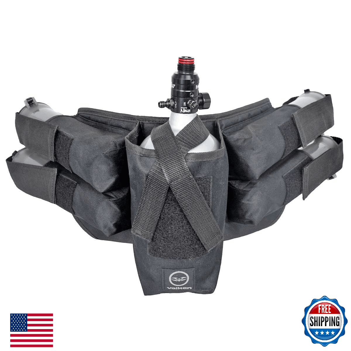 Valken Paintball 4+1 Harness - Holds 4 Pods & 1 Tank - Black V-TAC TACTICAL - Image 1