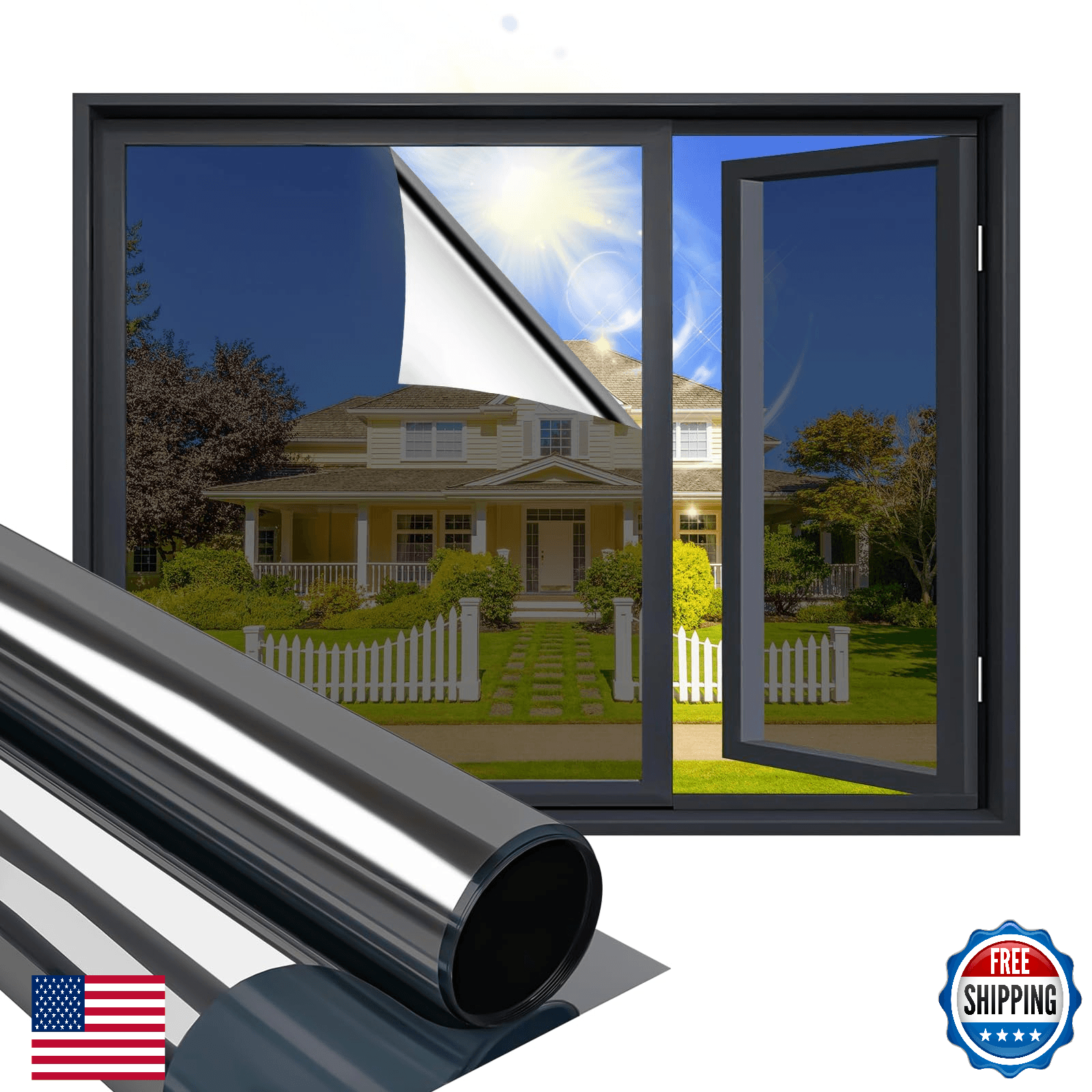 Niviy One Way Window Film Privacy Mirror Self-Adhesive Tint UV Heat Control - Image 1