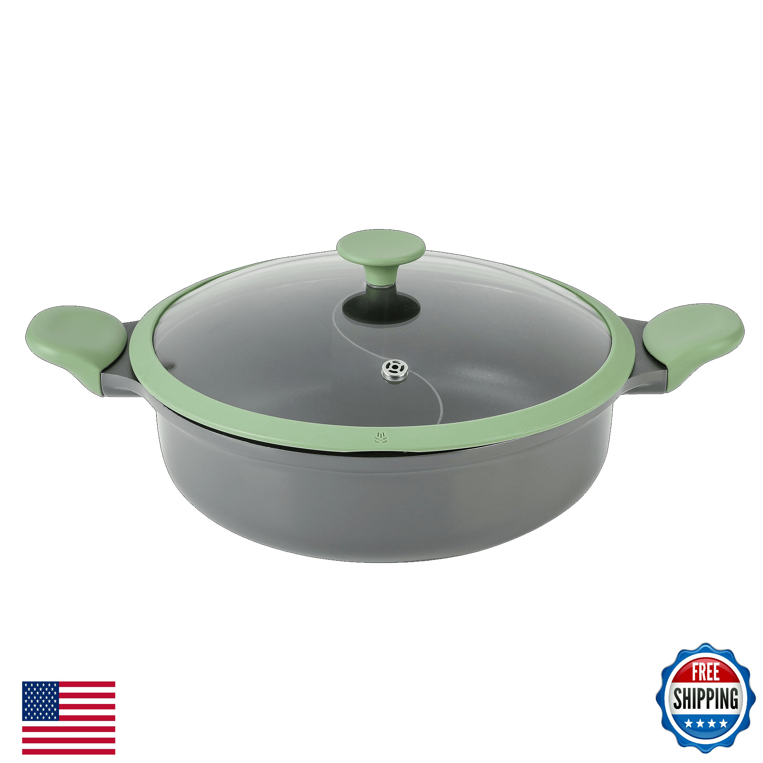Kenmore Theodore 6.5QT Cast Aluminum Hot Pot w/Dividers, Nonstick - Image 1