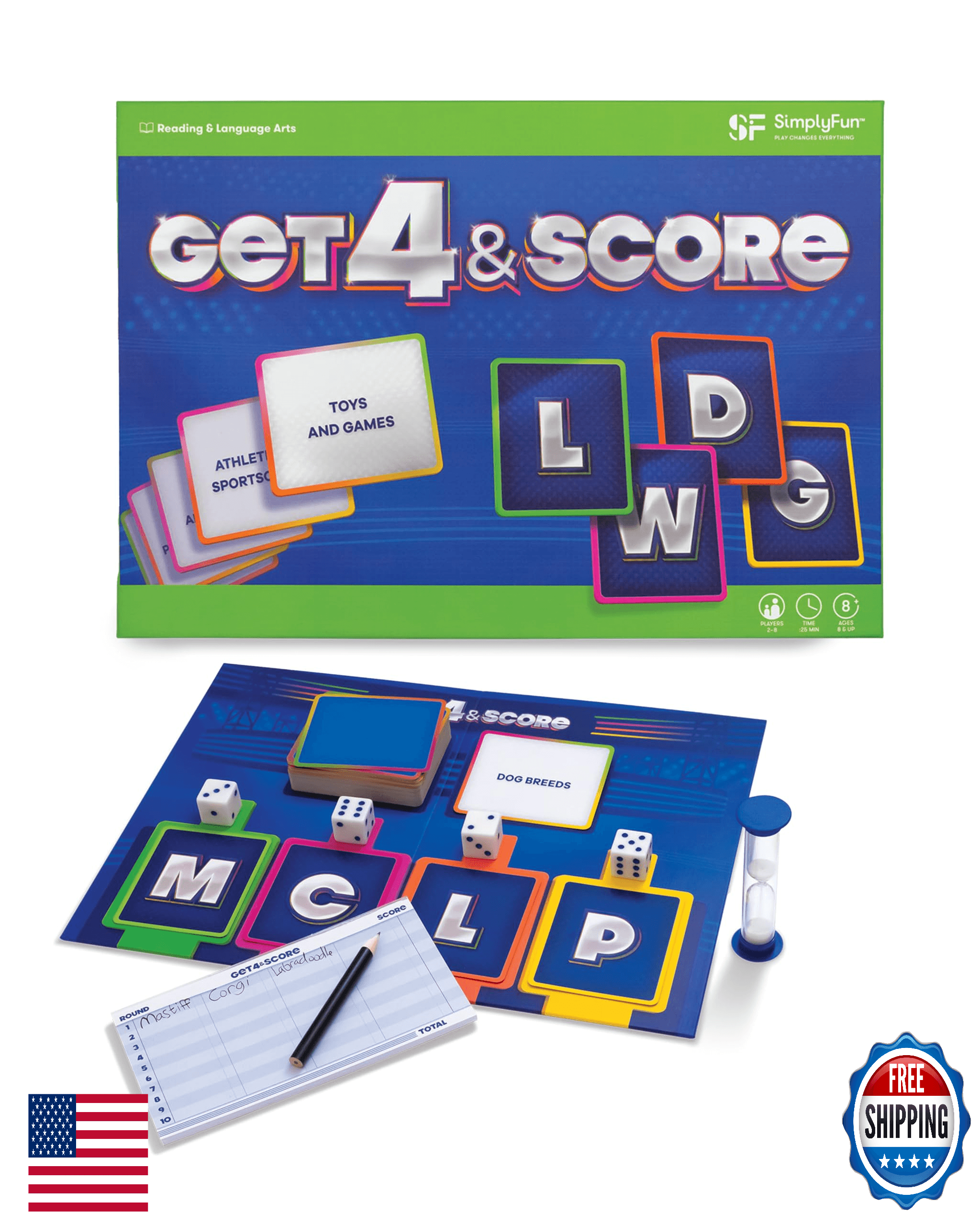 SimplyFun Get 4 & Score - Kids Communication, Vocabulary & Memory Game (Ages 8+) - Image 1