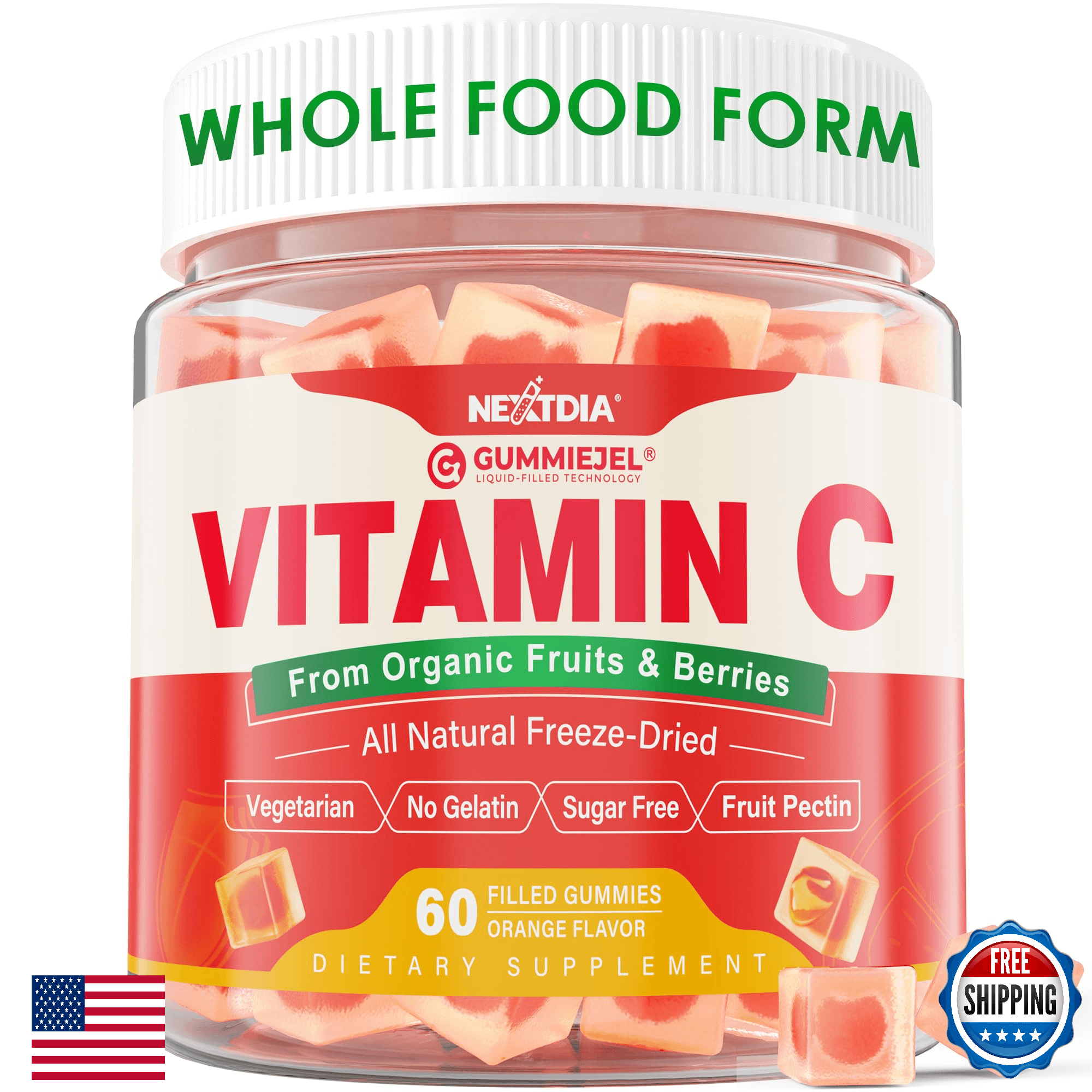 Organic Vitamin C Gummies 120mg Adults, Sugar-Free Immune Defense Nextdia - Image 1