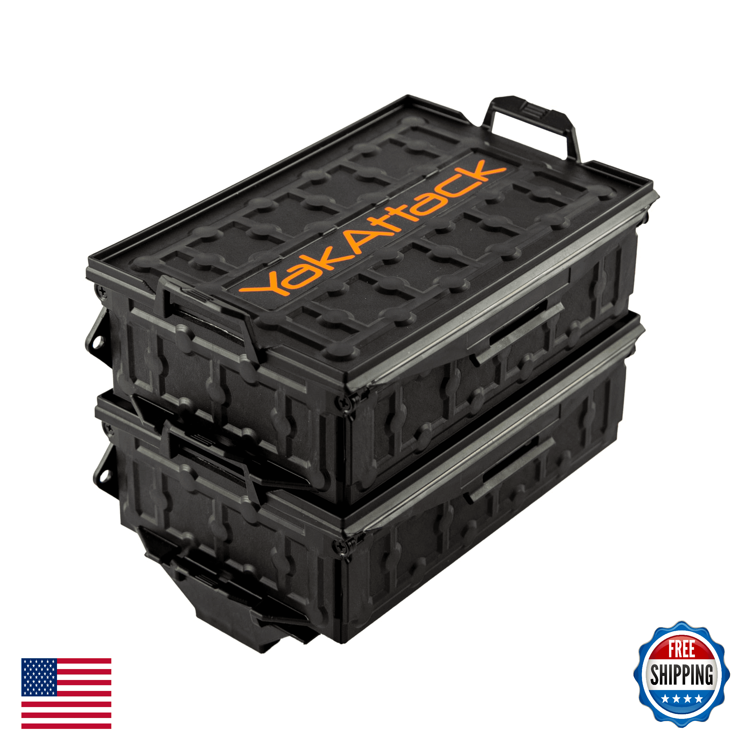 YakAttack TracPak Black Combo: 2 Stackable Kayak Storage Boxes Quick Release - Image 1