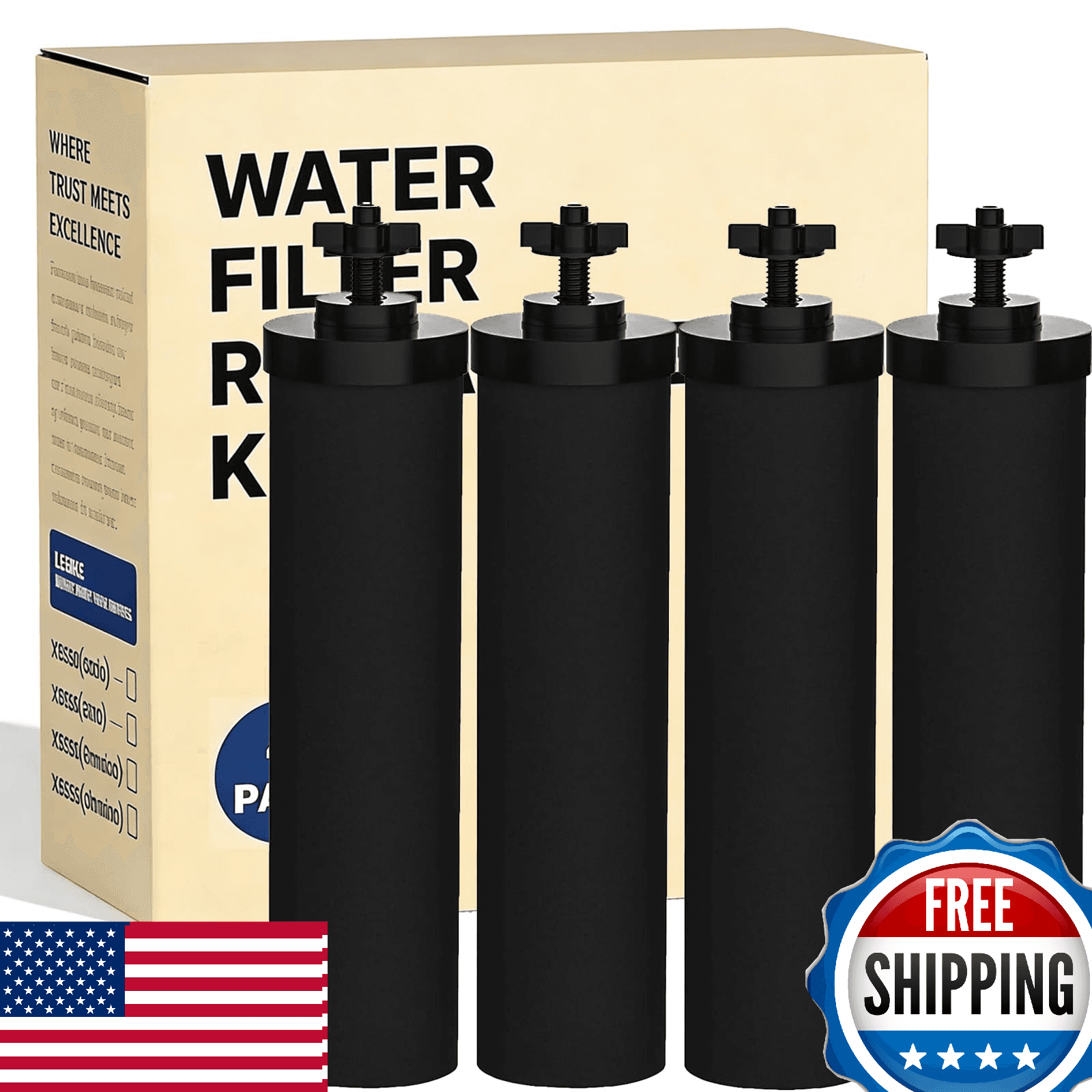 Big Berkey Water Filter Replacement Cartridges 4-Pack NSF/ANSI 42 372 Certified - Image 1
