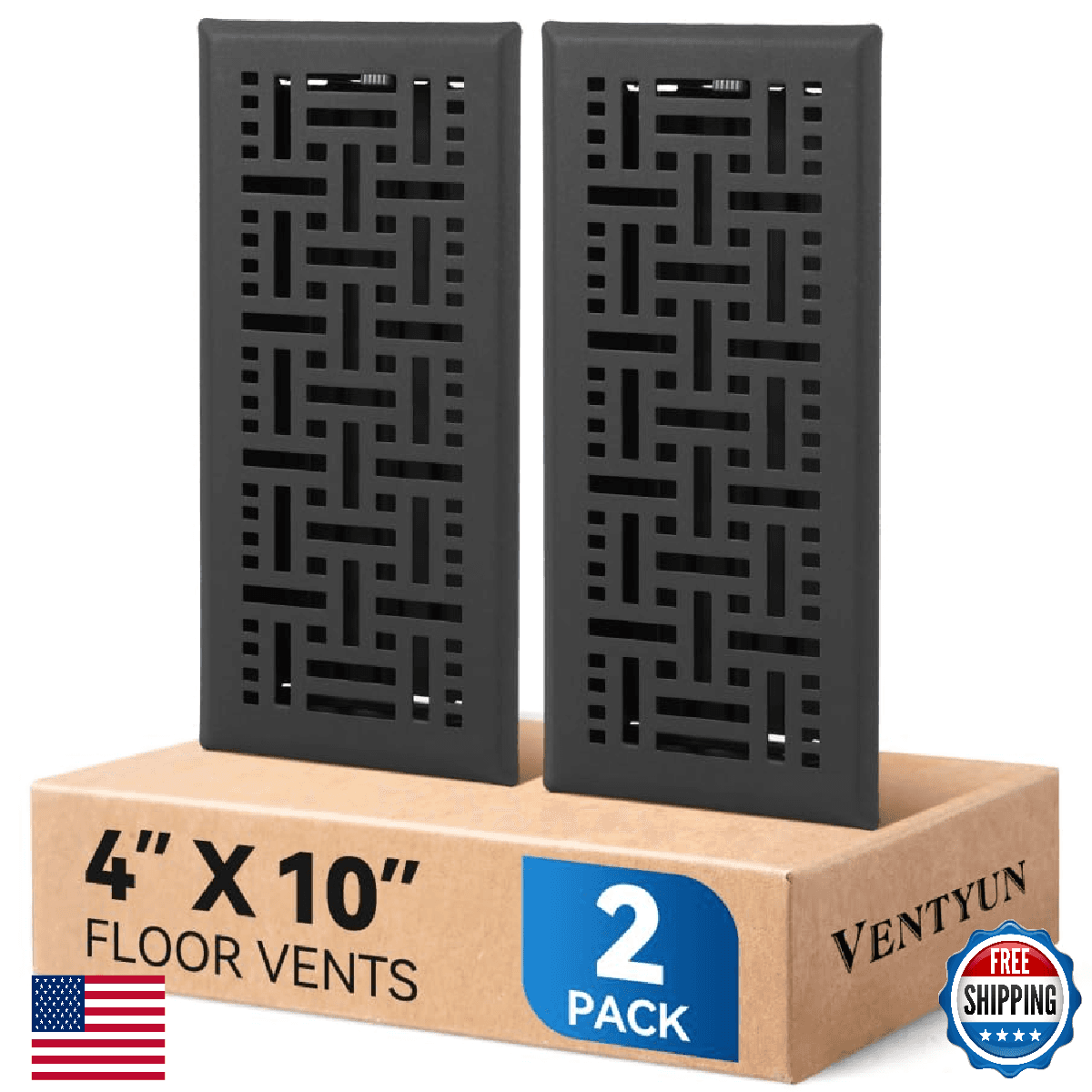 Ventyun 4x10 Inch Heavy Duty Steel Floor Register 2 Pack Walkable Vent Covers Ad - Image 1