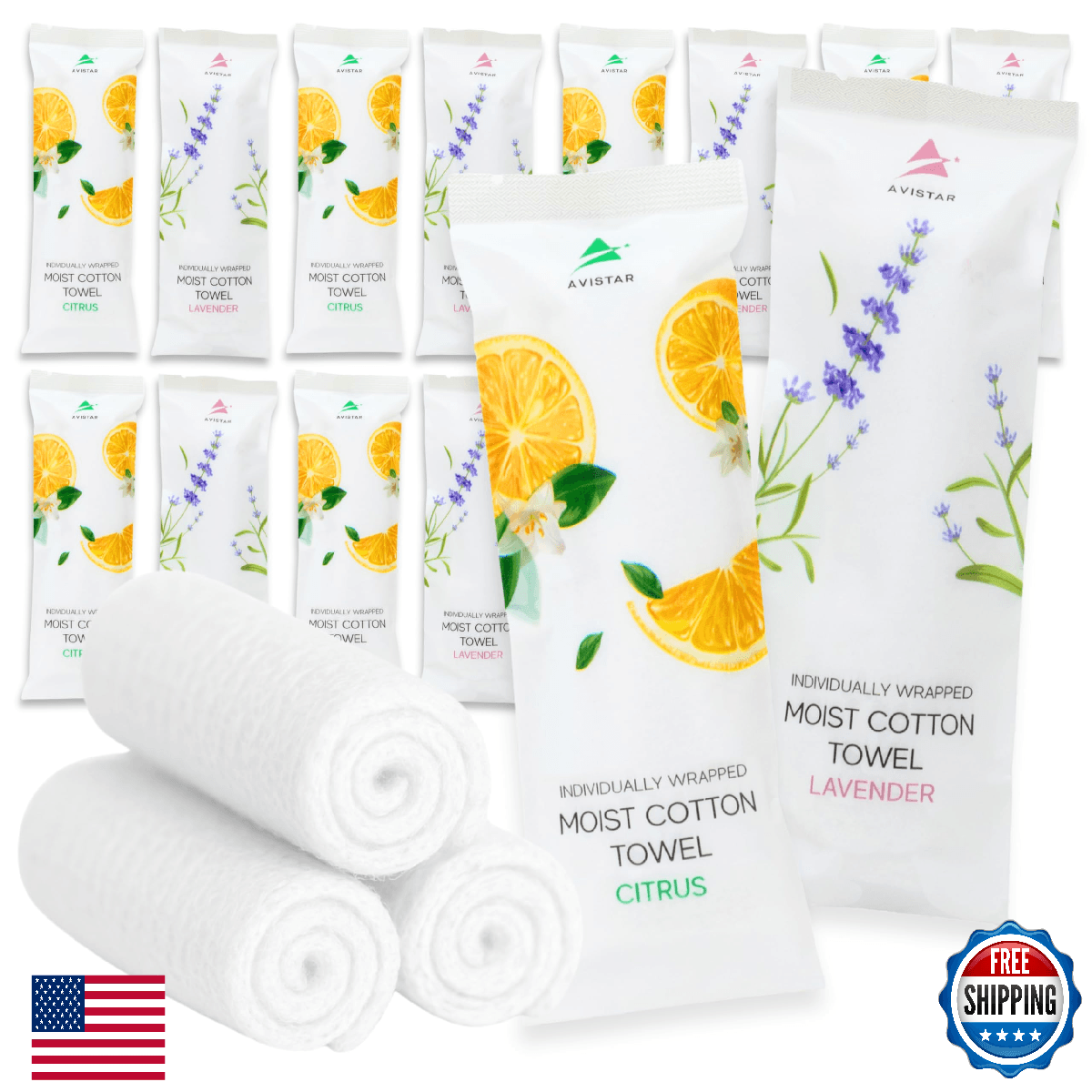 60 Hot or Cold Wrapped Moist Towels – 9'' x 9" Moist Towelettes Individually Wra - Image 1