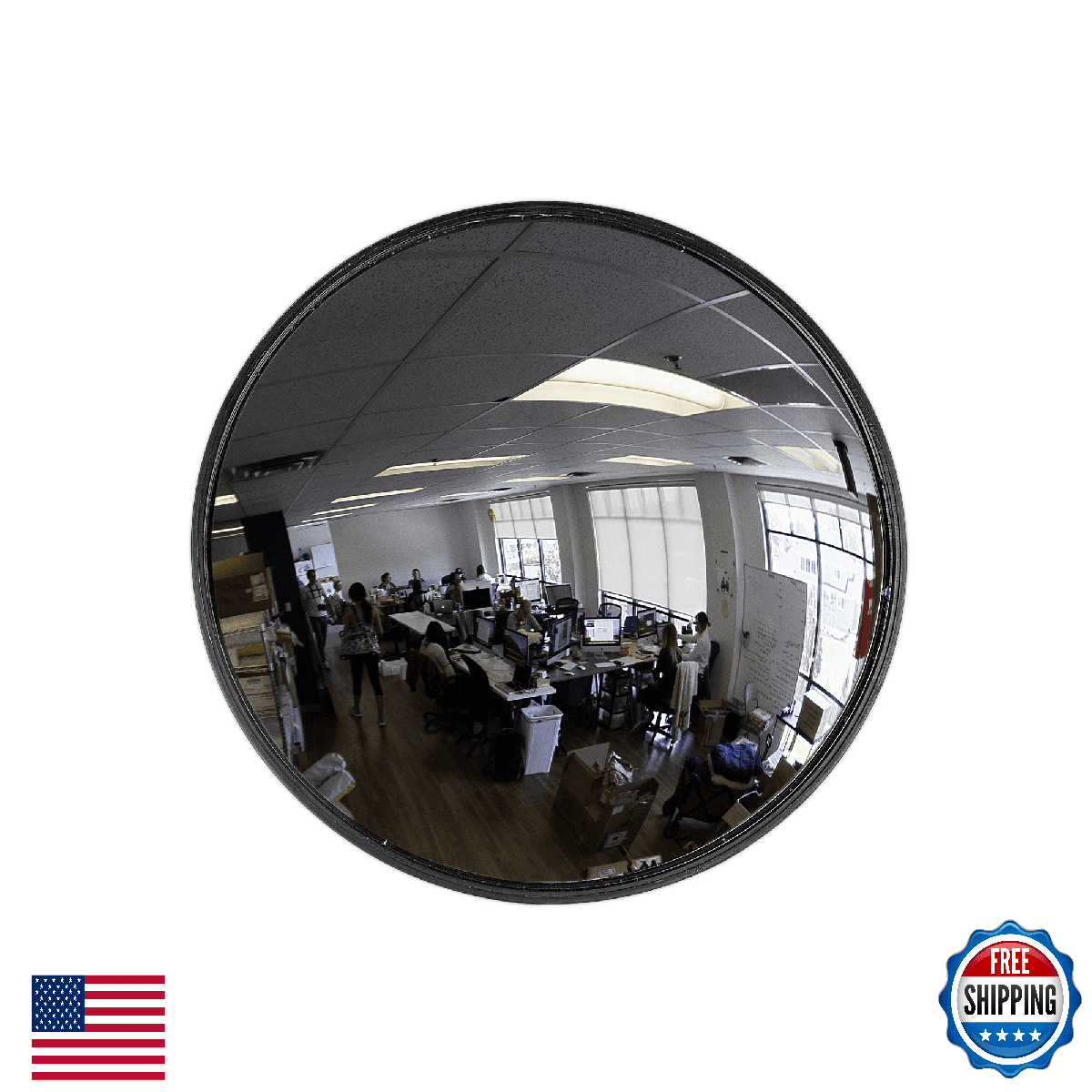 Vision Metalizers 26” Acrylic Indoor Convex Corner Traffic Mirror with Plastic B - Image 1