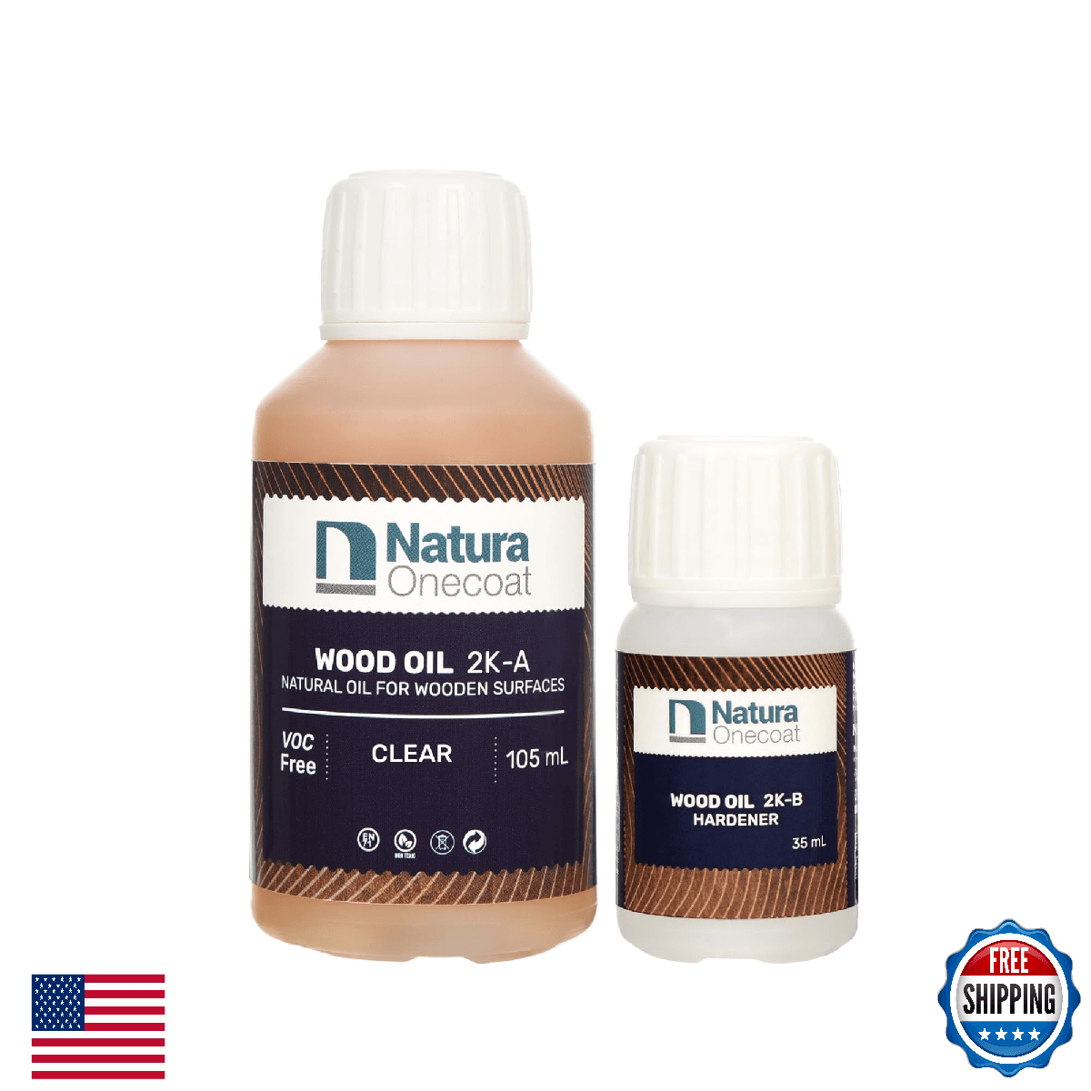 Natura Onecoat Wood Stain Oil - 85 ft² - 140 ml, Clear – Wood Finish for Interio - Image 1