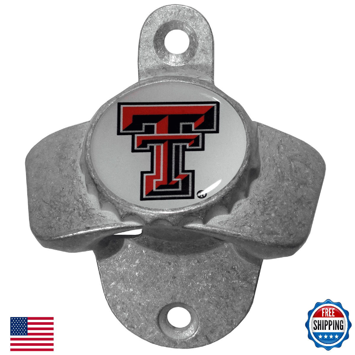Texas Tech Red Raiders Wall Mount Bottle Opener NCAA Fan Collectible Barware - Image 1