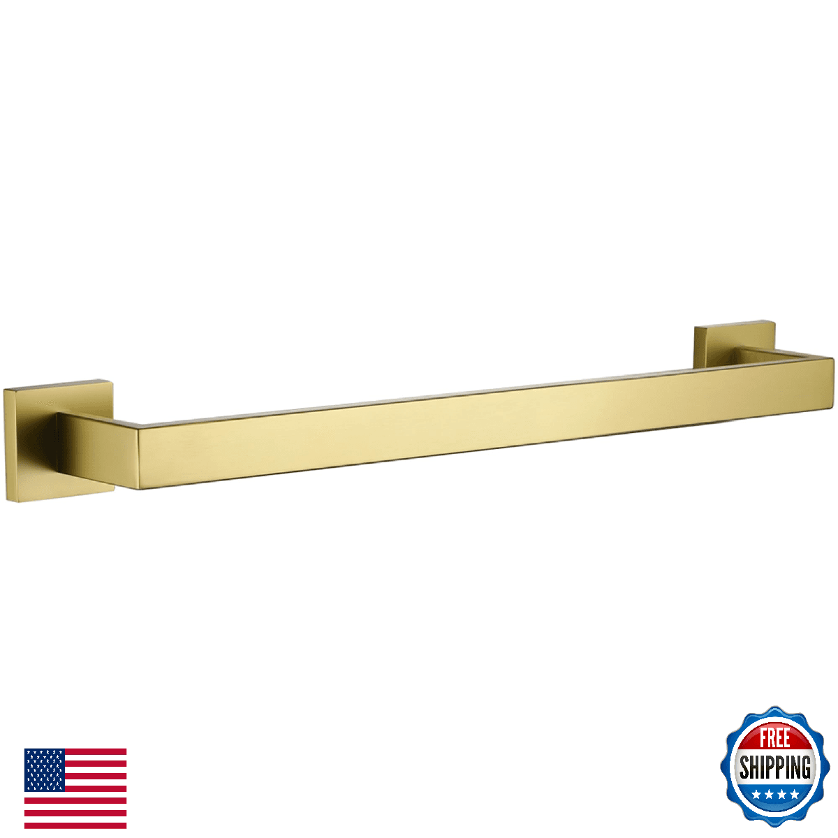 LANC 16" Gold Towel Bar, Wall Mounted, Brushed Gold, SUS 304 Stainless Steel - Image 1