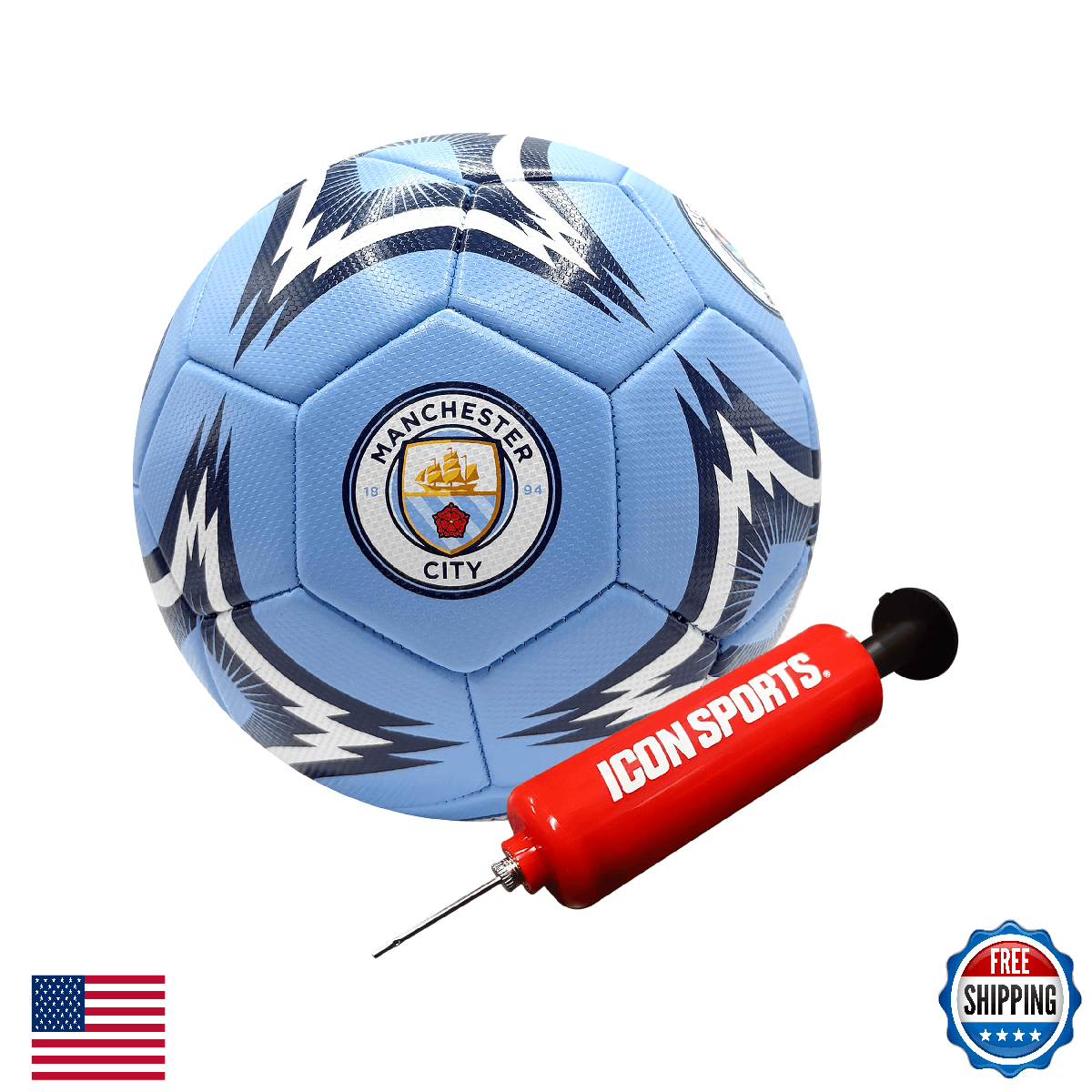 Icon Sports Official Manchester City FC Soccer Ball - MC154BLT White Size 3 - Image 1