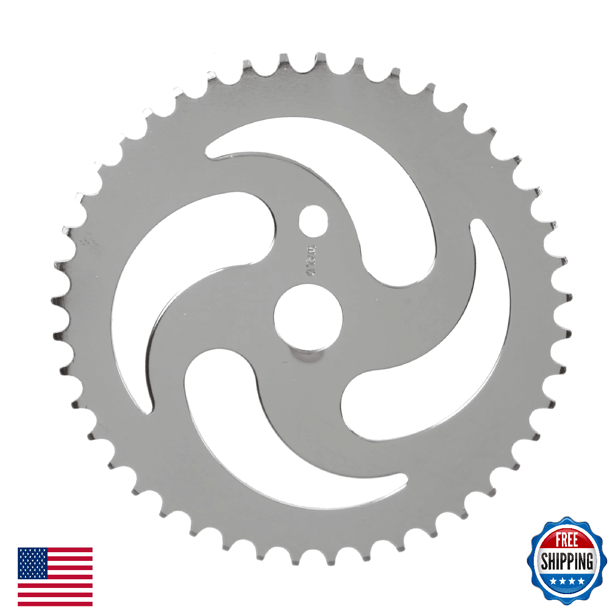 Wald 44T 1/8" Chrome Plated Steel Pinwheel Design Chainring - Image 1