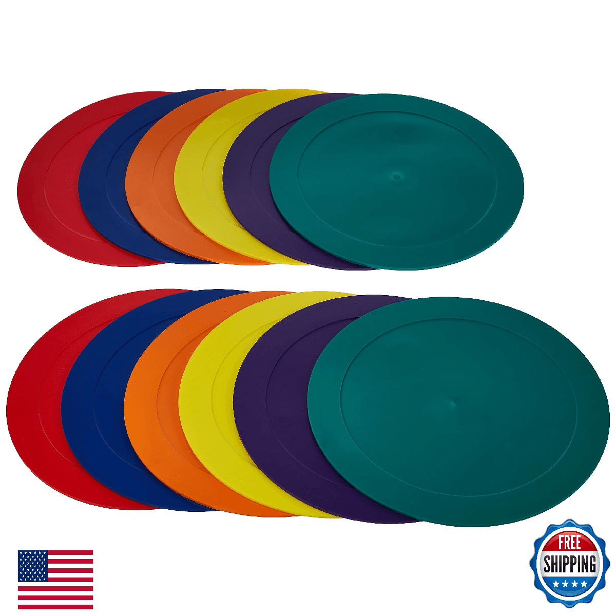 Color My Class Non-Slip Spot Markers, 9-Inch, Dozen, for Gym Floors - Image 1