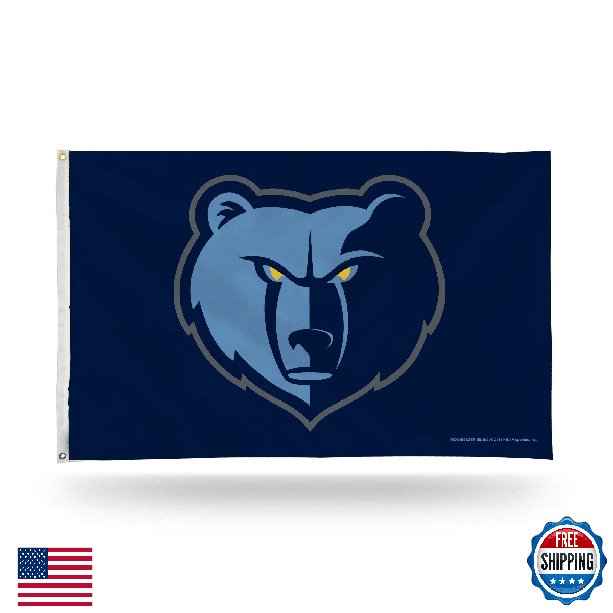 Rico Industries NBA Memphis Grizzlies 3x5ft Single Sided Grommet Banner Flag - Image 1