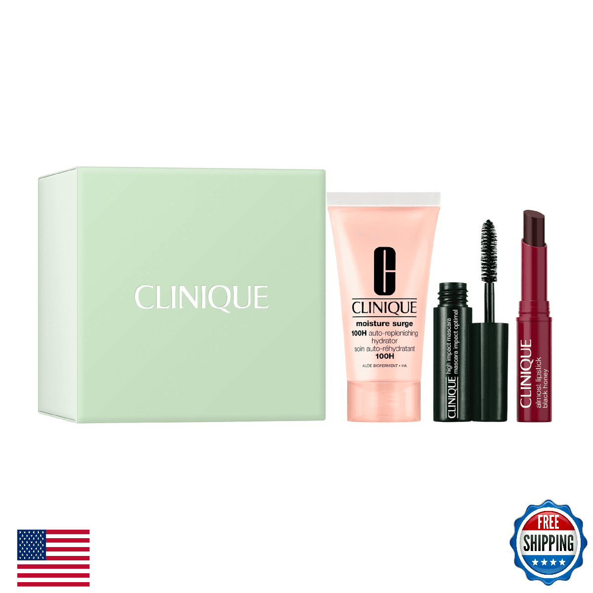Clinique Icons Gift Set | Almost Lipstick in Black Honey | Moisture Surge 100H M - Image 1