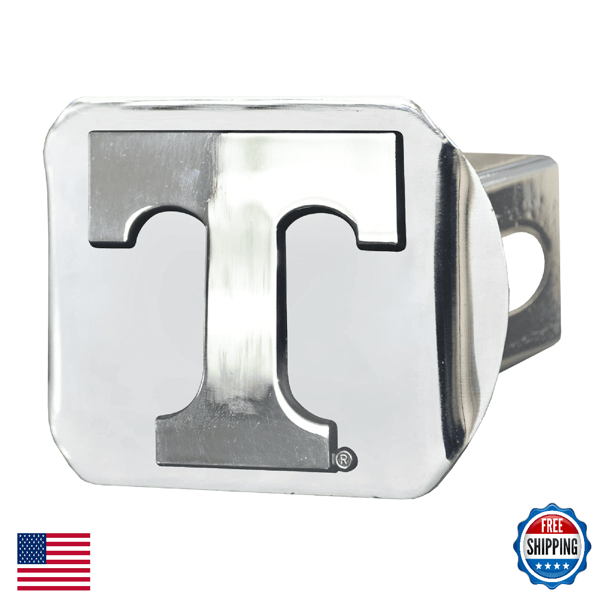 FANMATS NCAA Tennessee Volunteers Chrome Hitch Cover for 2" Hitches 3.4x4 - Image 1