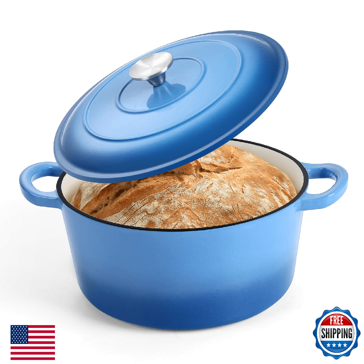 P&P CHEF 5QT Enameled Dutch Oven, Cast Iron Dutch Oven Pot with Lid for Bread Ba - Image 1