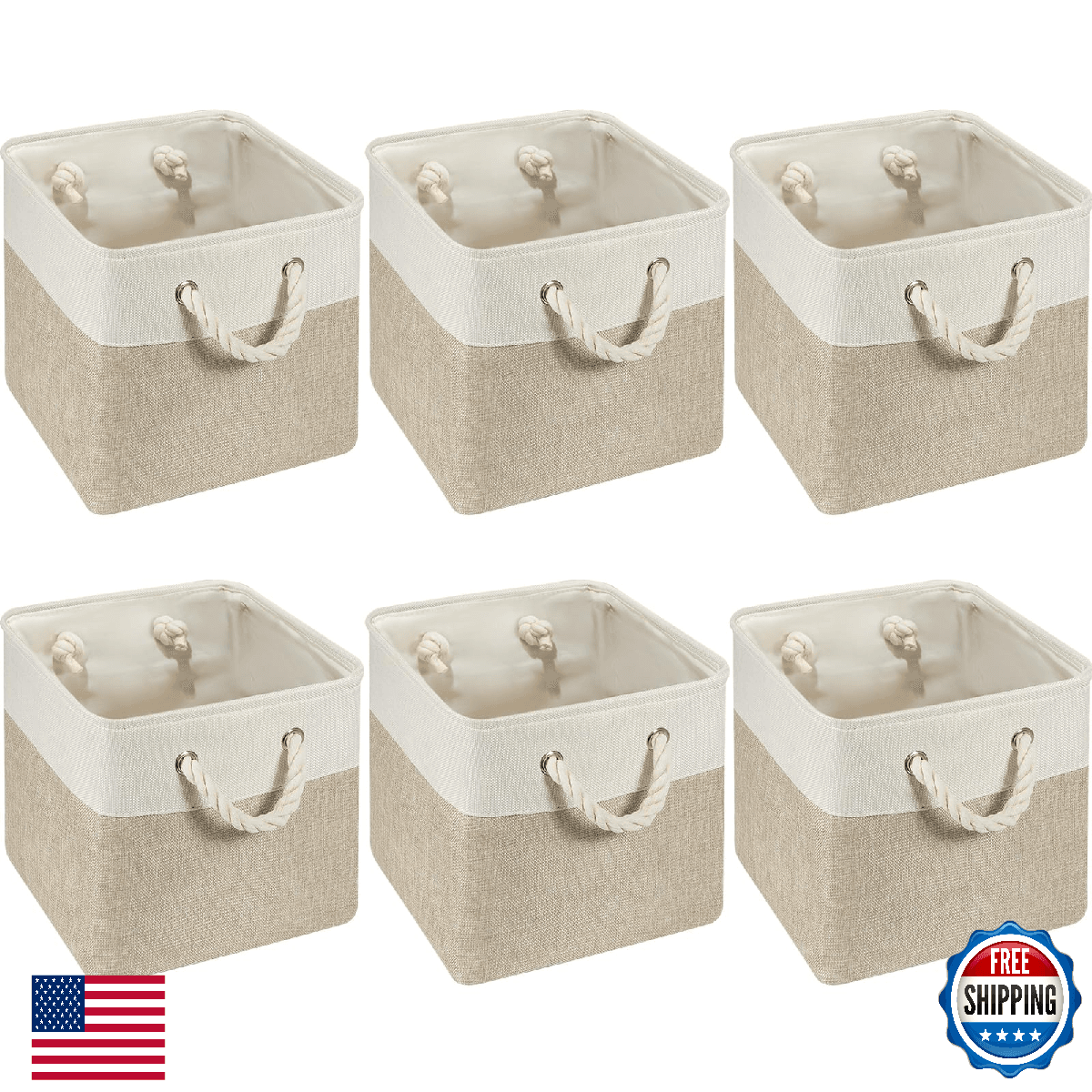 Geiserailie 6 Pcs 12x12 Inch Fabric Storage Bins Foldable Organizer Baskets - Image 1