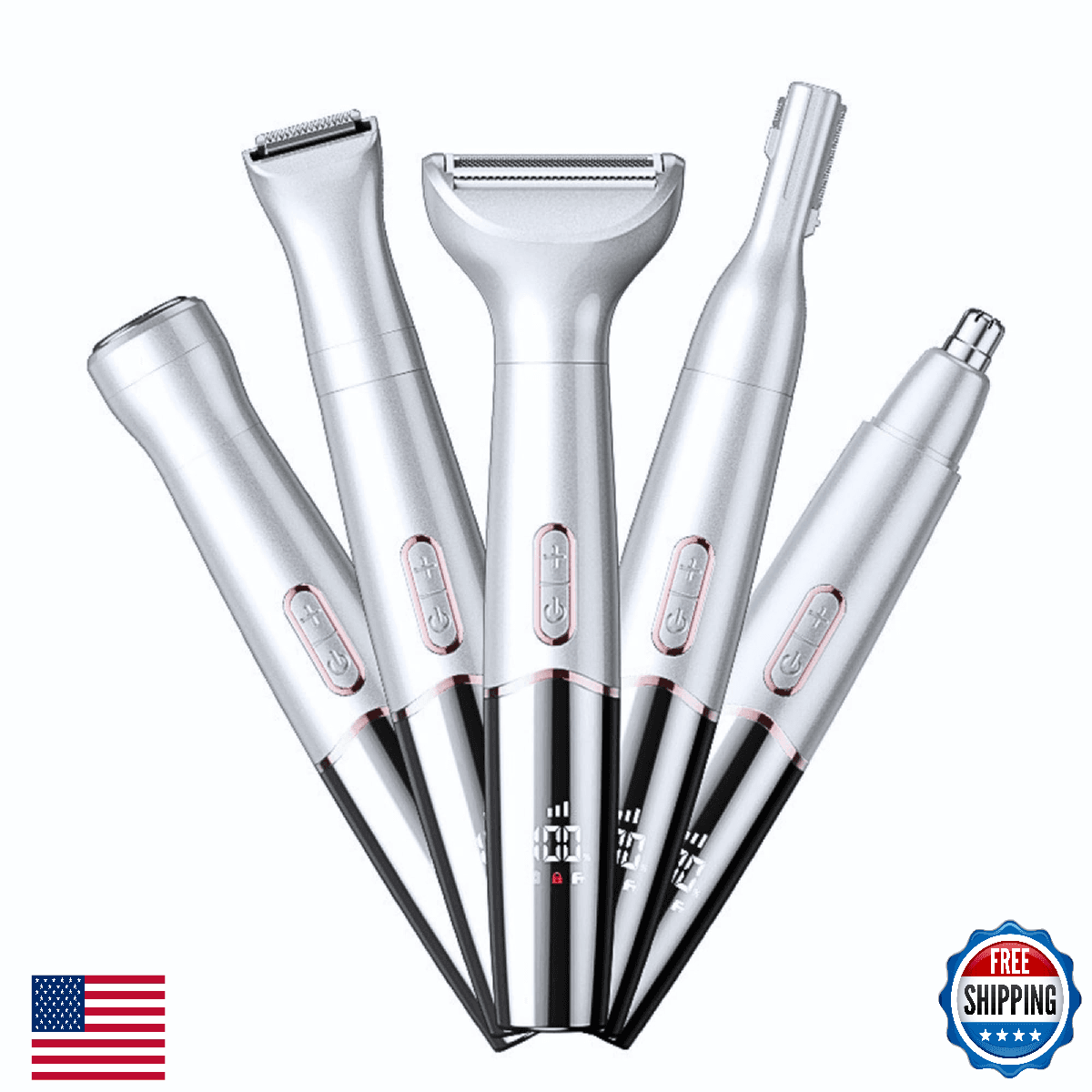 RFSCDI 5-in-1 Rechargeable Nose & Ear Hair Trimmer - IPX7 Waterproof Dual Edge G - Image 1