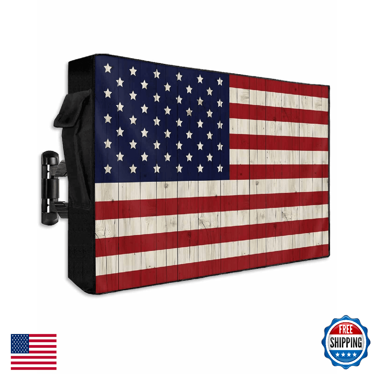 DOME-SPACE Outdoor TV Cover for Outside Flat Screen,American Flag on Wood Plank, - Image 1