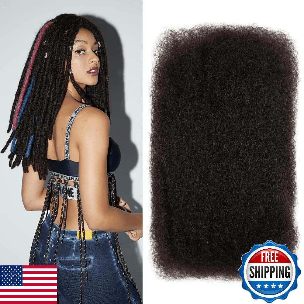 FASHION IDOL Afro Kinkys Bulk Human Hair for Dreadlock Extensions Locs Repair Br - Image 1