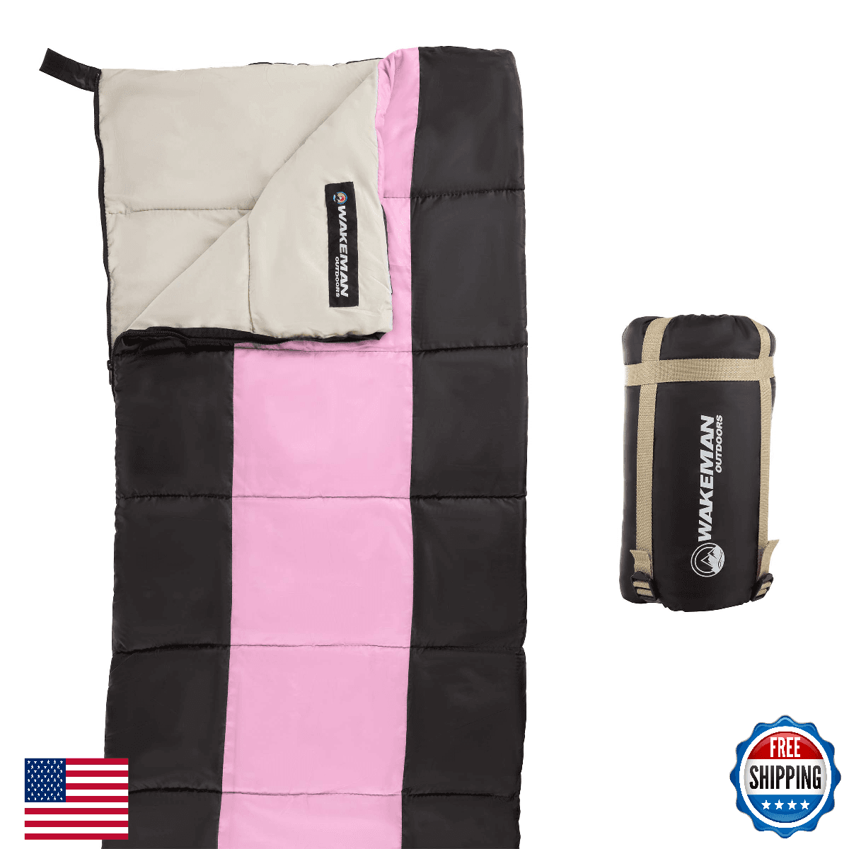 Wakeman Outdoors Kids Sleeping Bag w/ Carry Bag & Compression - Lightweight - Image 1