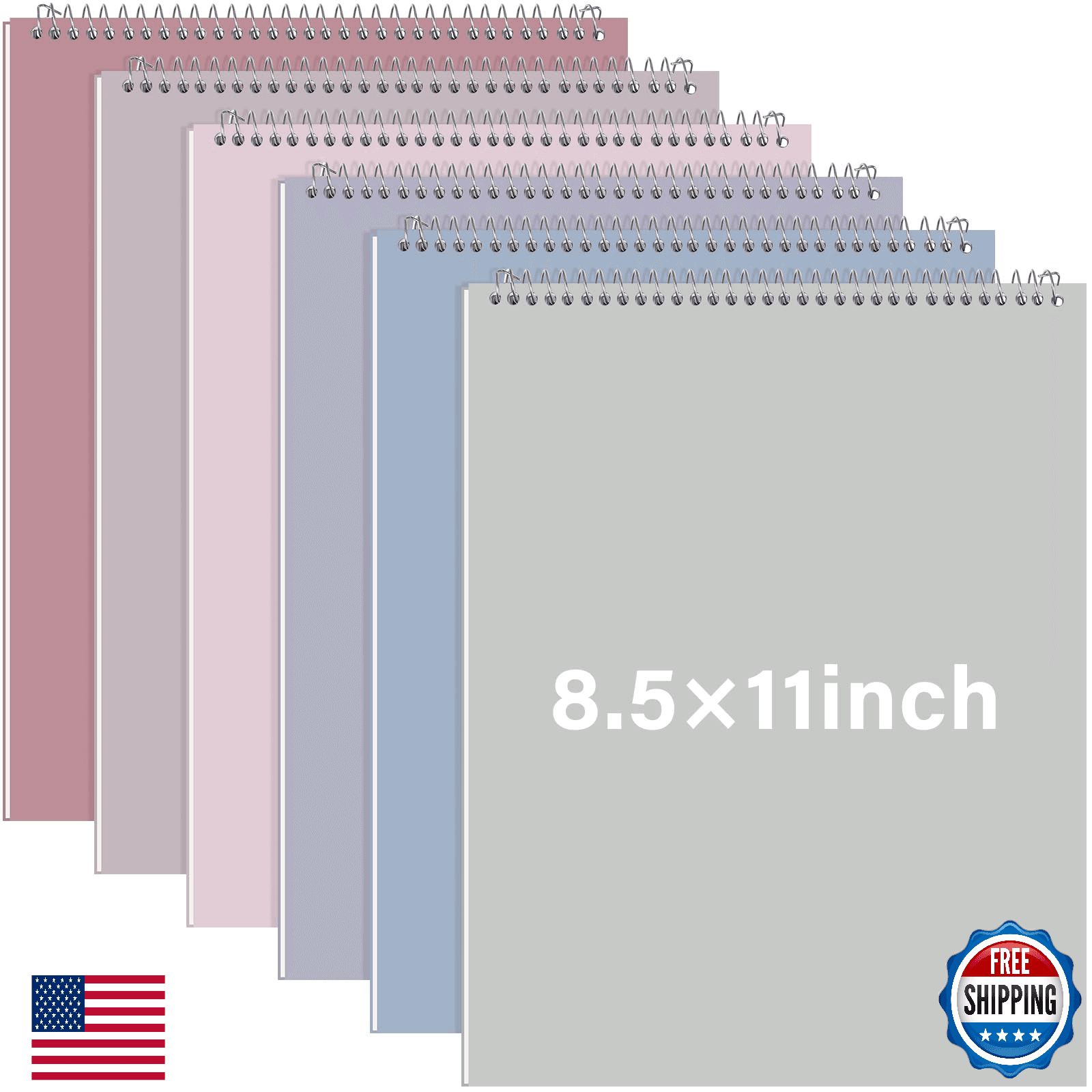 Maitys 6 Pcs Legal Pad Steno Spiral Notebook 8.5x11 Top Bound Hard Cover - Image 1