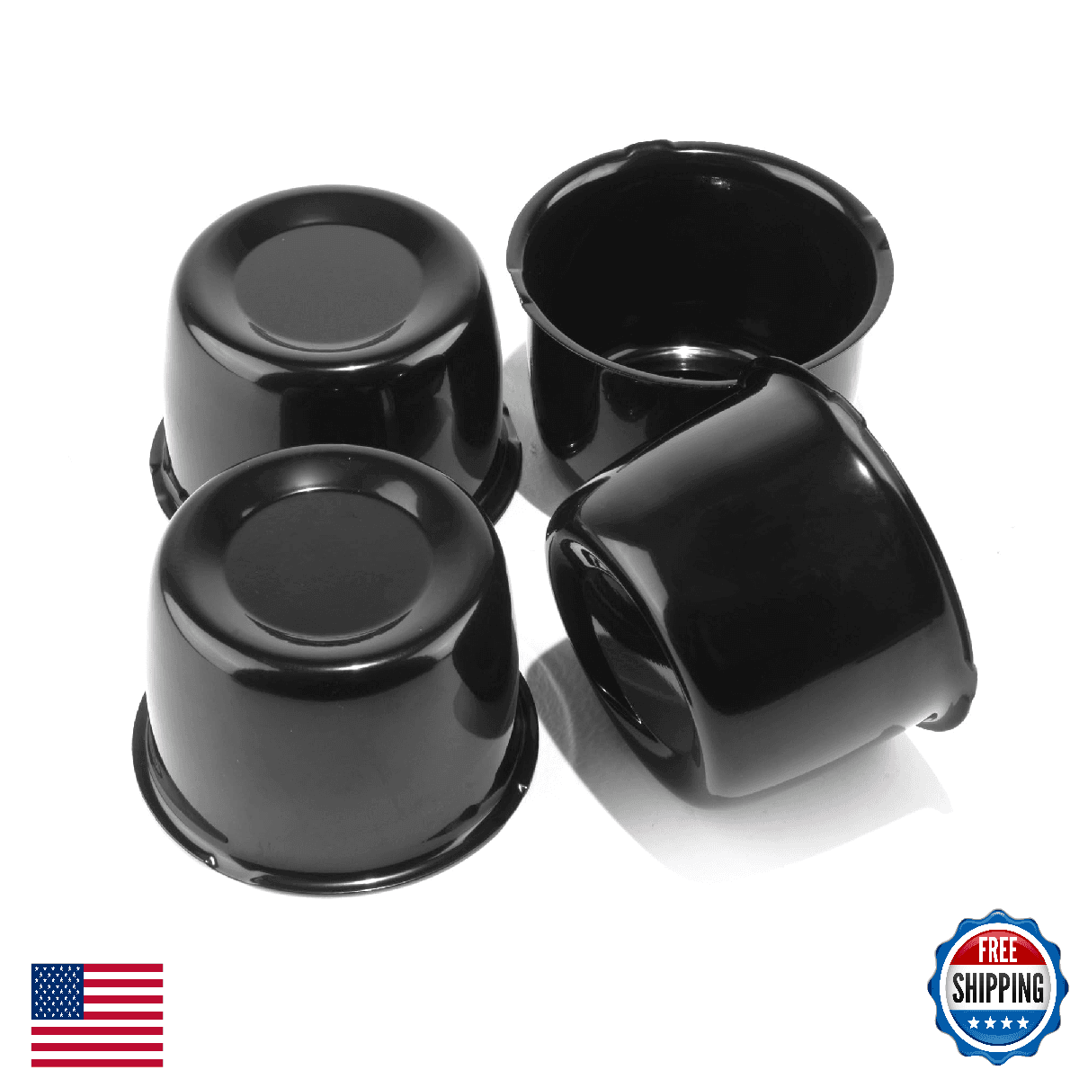 Rheedal 4Pcs 3.37" Stainless Trailer Wheel Center Caps Push Through 3.31" Bore - Image 1