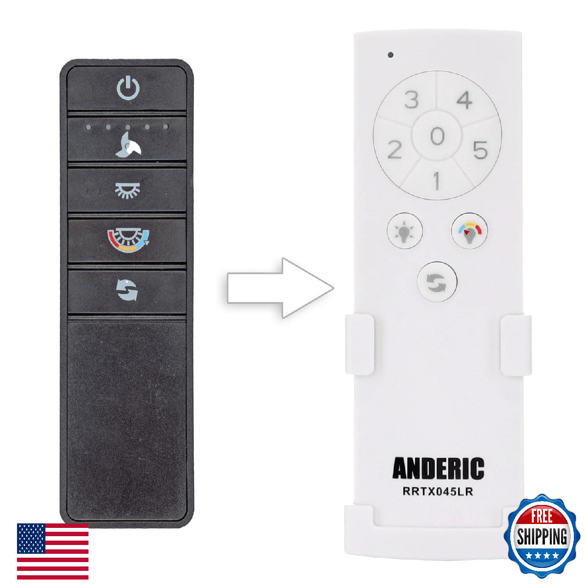 Anderic TX045-LR (White Version) for Home Decorators Collection Ceiling Fan Remo - Image 1