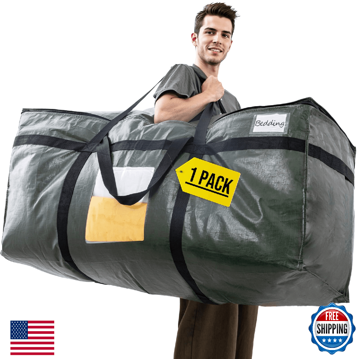 TAILI 69 Gallon Extra Large Storage Bags, XXL Green Heavy Duty Moving Bags For S - Image 1