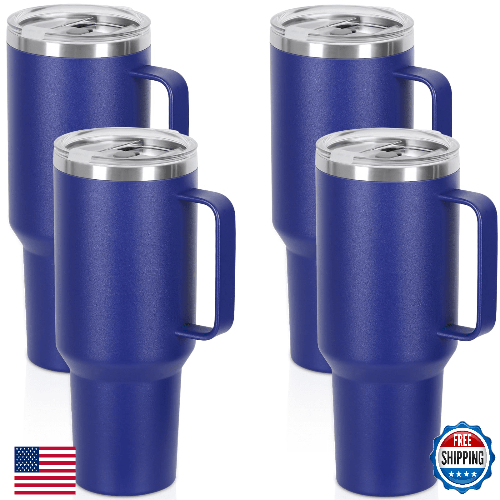 Temolulu 4PK 40oz Tumbler w/ Handle Straw Stainless Steel Double Wall Leak-Proof - Image 1