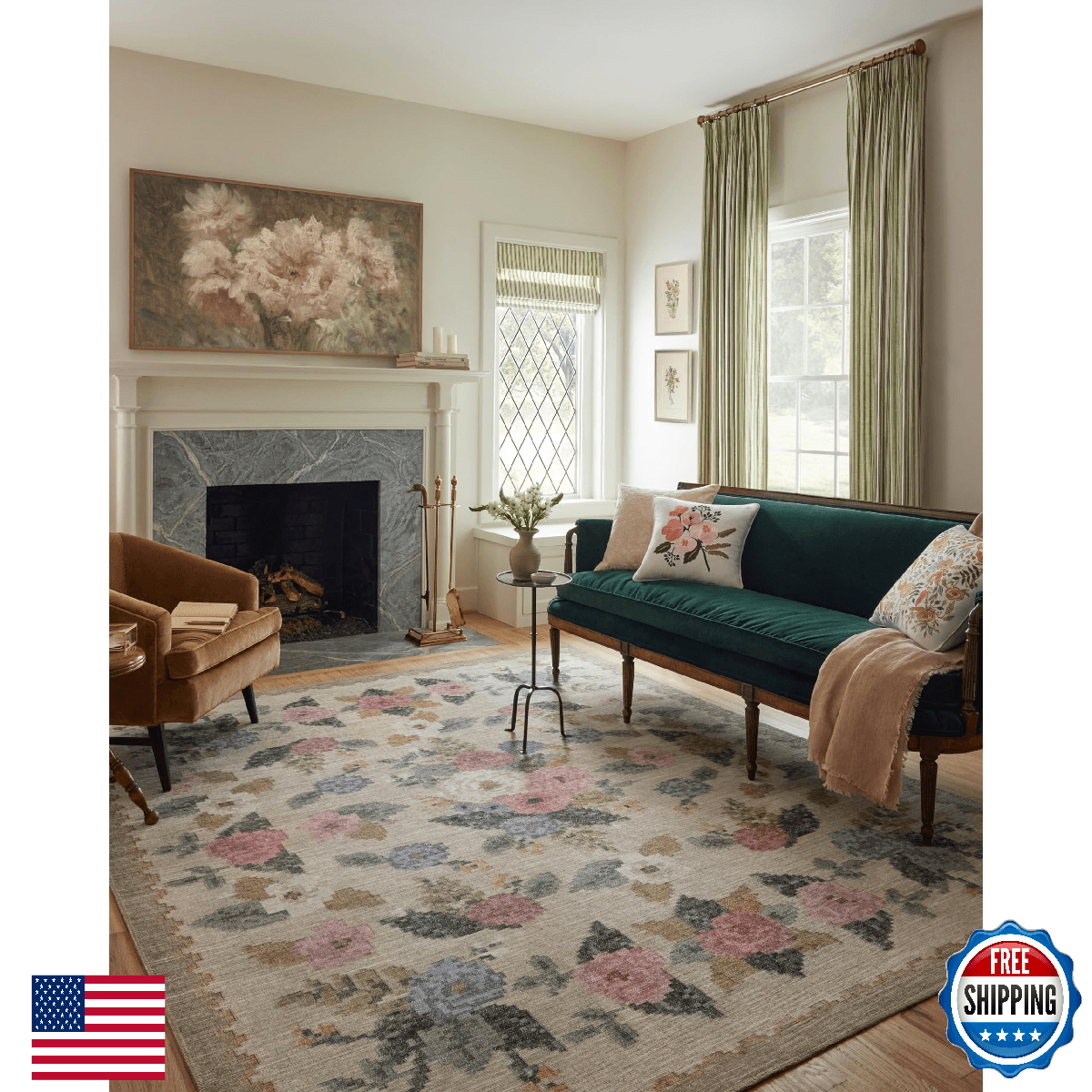 Loloi Rifle Paper Co. Rosa RSA-02 Cream/Multi 2'6"x7'6" Runner Rug OEKO-TEX - Image 1