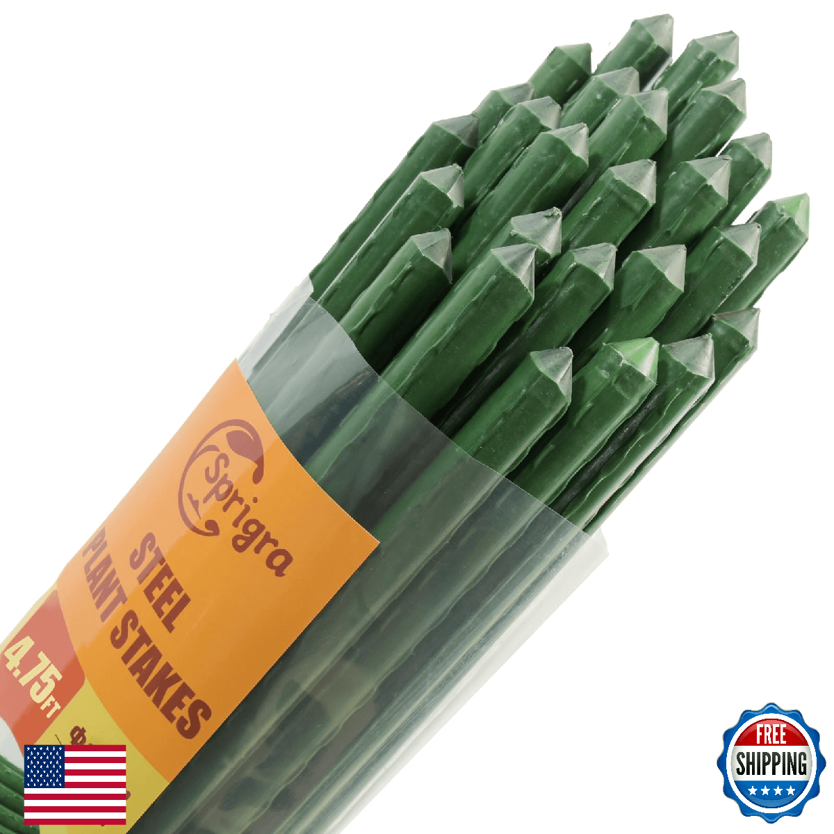 Sprigra Plant Stakes 57 inch, Approx 5ft Steel Garden Stakes 25 Pack, Sturdy Pla - Image 1
