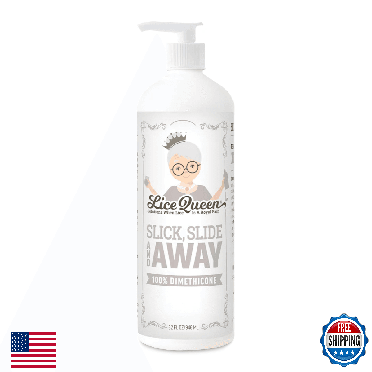 Lice Queen Slick, Slide & Away 100% Dimethicone Lice Treatment Gel 32oz - Image 1
