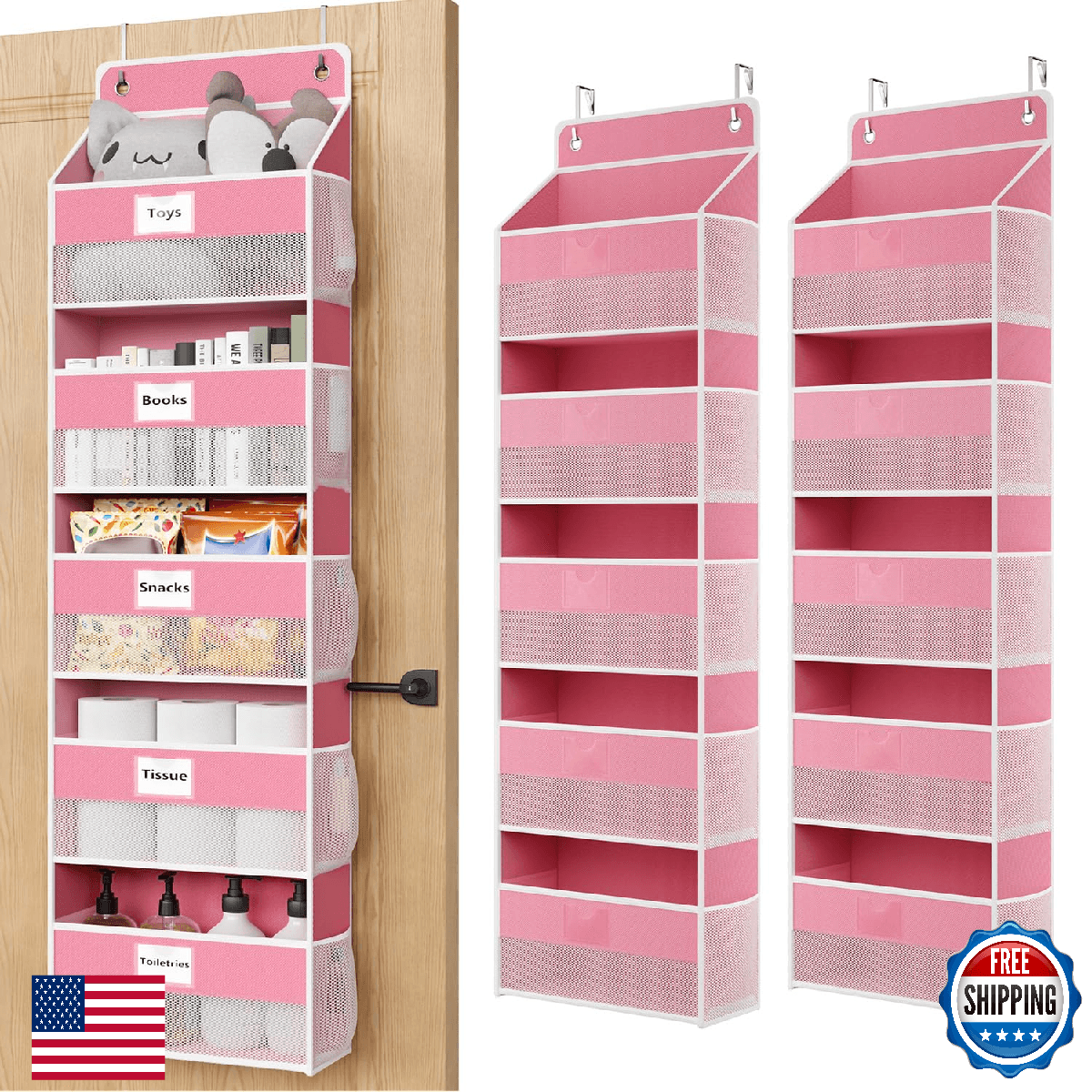 Optish Over The Door Organizer Hanging 2 Pack 5 Shelf Behind Doors Storage Pantr - Image 1