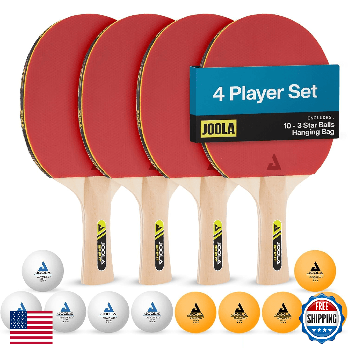 JOOLA Family Premium Ping Pong Paddles Set of 4 - Advanced Table Tennis Rackets - Image 1