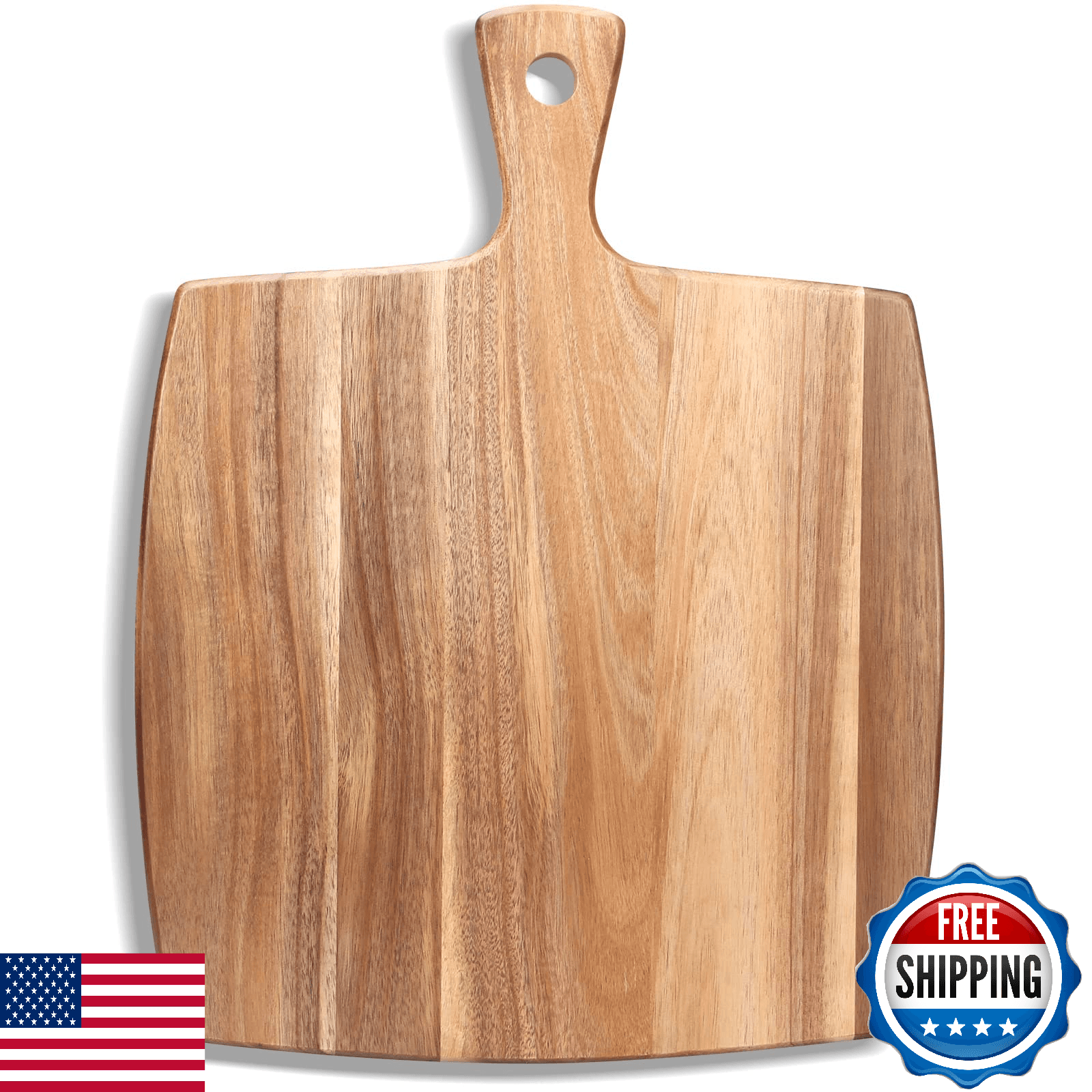17"x13" Acacia Wood Cutting Board with Handle - Large Charcuterie & Serving Boar - Image 1