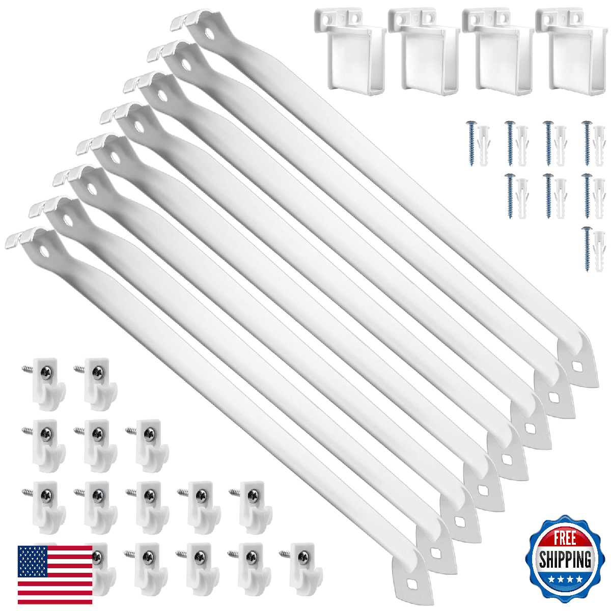 12 Inch Wire Shelf Brackets Set, 8 Pack Metal White Closet Support Bracket with - Image 1