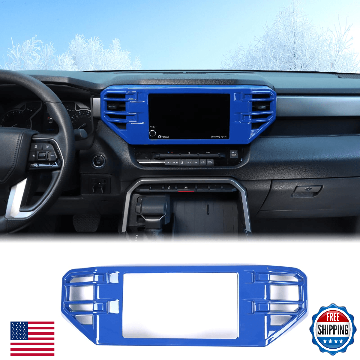 Aunginsy Toyota Tundra Sequoia 22-26 8-in Air Vent Cover ABS Decor Panel Blue - Image 1