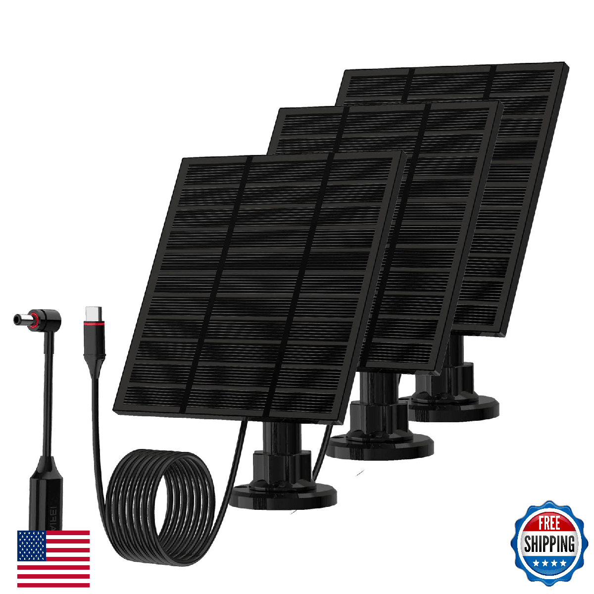 Solar Panels for Ring Camera Outdoor 5W 5V Charger USB-C IP65 Waterproof 360° Ad - Image 1