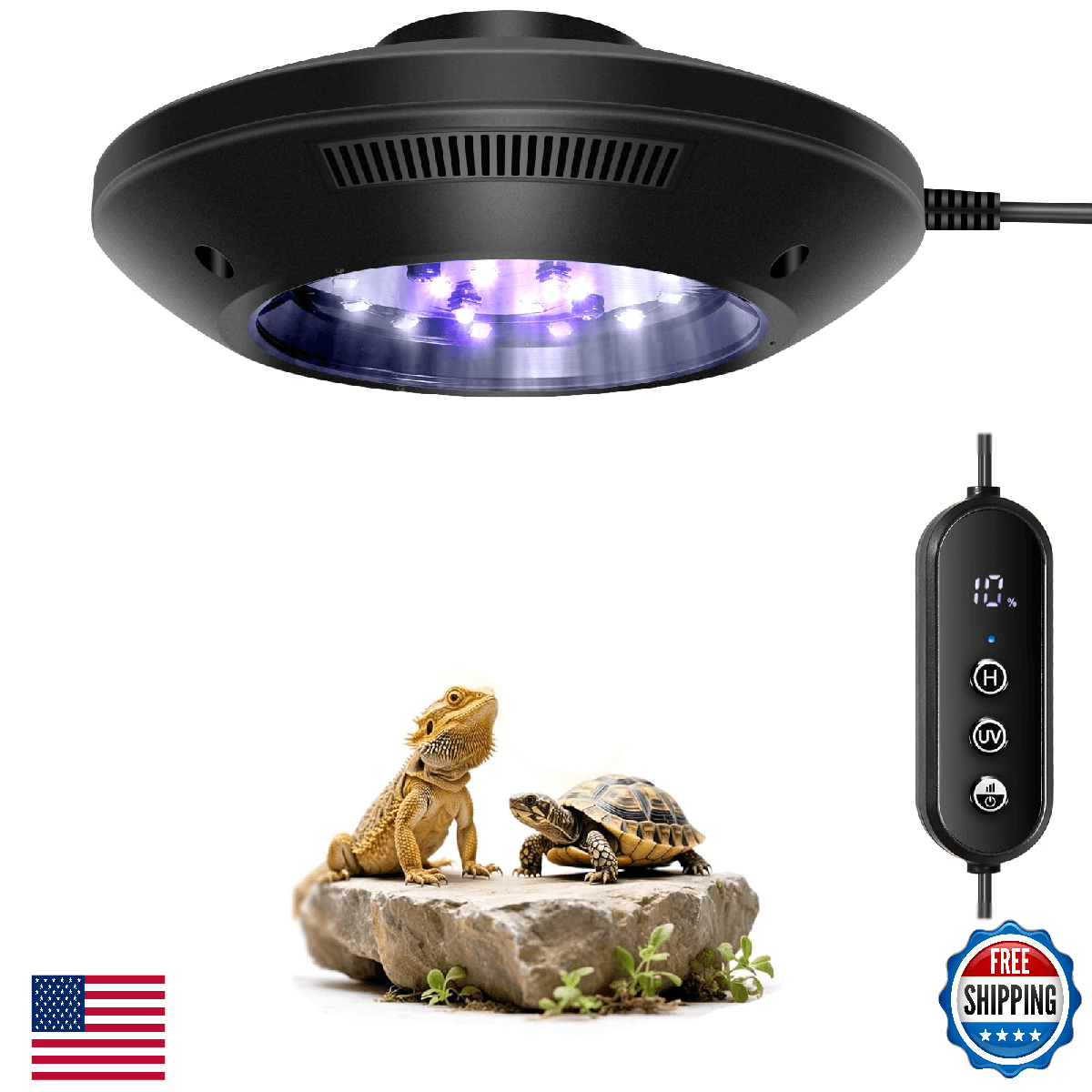 LED UVB Light for Reptiles, 8W UVA UVB Lamp – Timer Switch, Adjustable Brightnes - Image 1